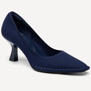 Cosy Island Navy RefinEdge Square Toe Heeled Pumps Stiletto Knit Women Size 7.5